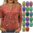 thumbnail image 1 of NSLGXD Womens Henley Tops 3/4 Sleeve Shirts Casual Button V Neck T Shirts Fashion Gradient Color Work Shirt Basic Tees Blouses for Women Dressy Casual, 1 of 8