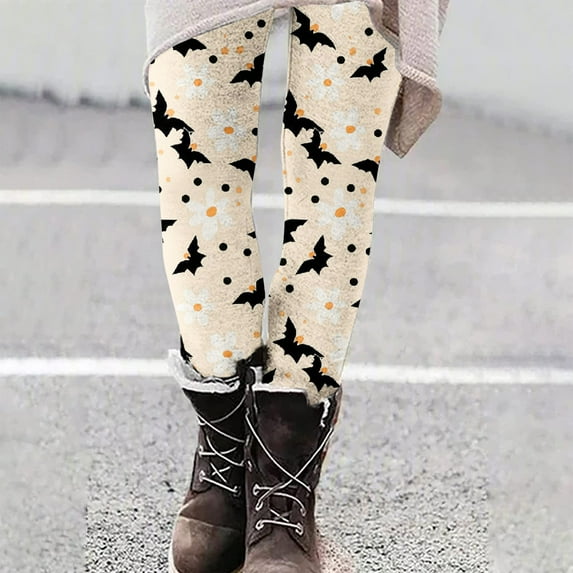 NSLGXD Womens High Waisted Leggings Fashion Bat Floral Print Yoga Leggings Slim Fit Comfy Tight Pants Gym Workout Pants for Women
