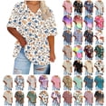thumbnail image 1 of NSLGXD Womens Plus Size T-shrits Summer V Neck Short Sleeve Tops Loose Fit Graphic Tees Flowy Elegant T Shirts XL-5XL Wine Top, 1 of 5