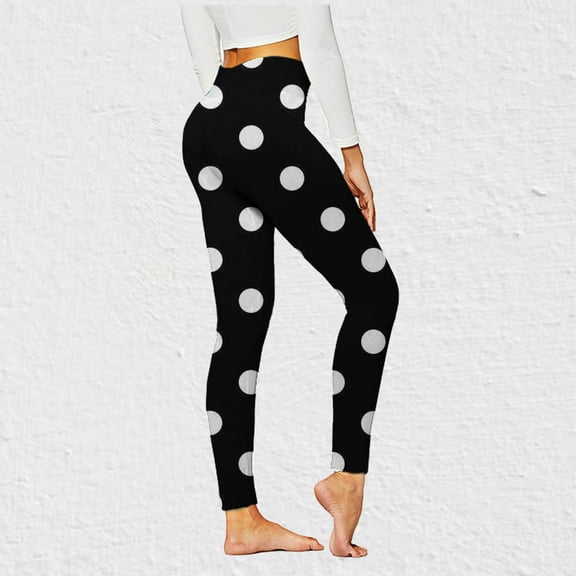 NSLGXD Womens Polka Dot Print Yoga Pants High Waisted Tights Stretchy Workout Leggings Comfy Seamless Athletic Gym Pants