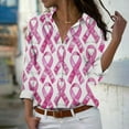 thumbnail image 1 of NSLGXD Womens Ribbon Print Shirts Pink October Breast Cancer Awareness Long Sleeve Shirt Casual Button Down Lapel Loose Fit Work Shirts, 1 of 5