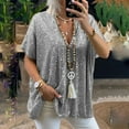 thumbnail image 1 of NSLGXD Womens Sequins Bling Tops Deep V Neck Blouse Comfy Pleated Flowy T-Shirts Summer Loose Fit Tees 2025 Trendy Breathable Blouse, 1 of 6