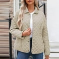 thumbnail image 1 of NSLGXD Womens Winter Diamond Qulited Jacket Casual Button Down Puffer Long Sleeve Coat Lightweight Warm Trendy Outwear Coats With Pocket, 1 of 8