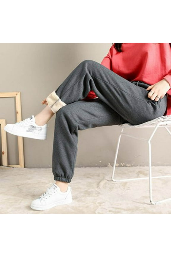 Womens Winter Fleece Joggers Thermal Sherpa Lined Sweatpants Active Running Harem Cinch Bottom Warm Pants