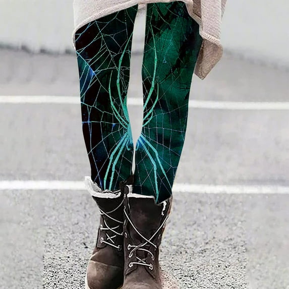 NSLGXD Workout Leggings for Women 2025 Elastic High Waist Yoga Pants Fashion Spiderweb Print Tight Pants Soft Comfy Fitness Athletic Leggings