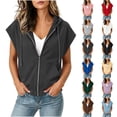 thumbnail image 1 of NSLGXD Zip Up Hooded Vest Sweatshirt Women Adjustable Drawstring Hood Cap Sleeve Outerwear Jackets Daily Running Soft Layering Casual Tops S-3XL, 1 of 8