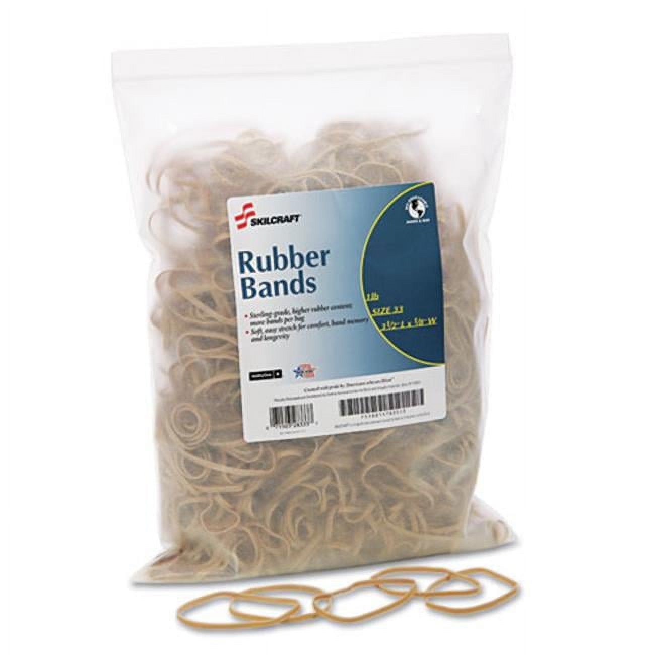 NSN 1 lbs Rubber Bands  Size 33 - 3.5 x 0.125 in. - 850 Bands Pack