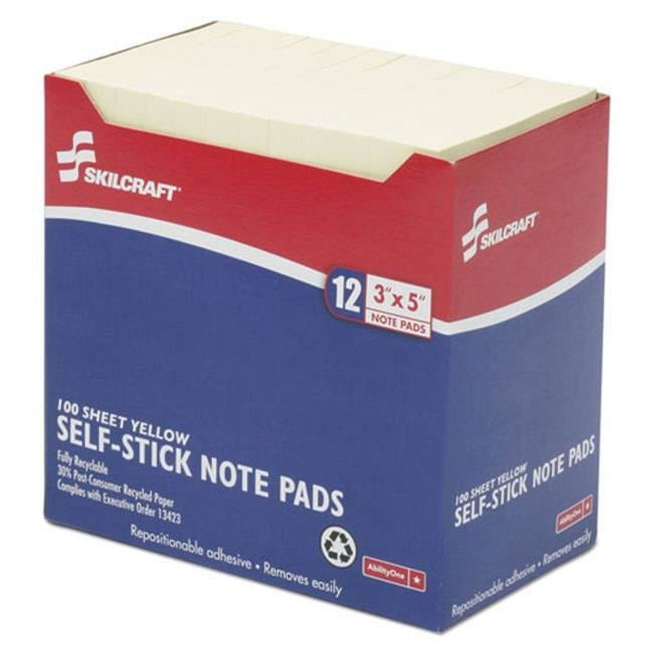 NSN 3 x 5 in. Unruled 1 Dozen Self-Stick Note Pads  Yellow - 100 Sheets