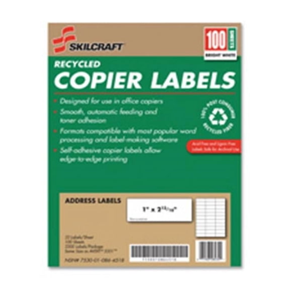 NSN0864518 Copier Labels-1 in. x 2.81 in.-3300 Labels-100 SH-PK-WE