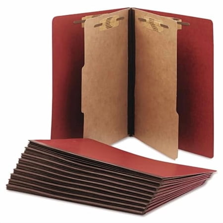 - NSN5567912 - Pressboard Classification Folder - 2 Divider, 6 Part - Letter - Earth Red$$Office