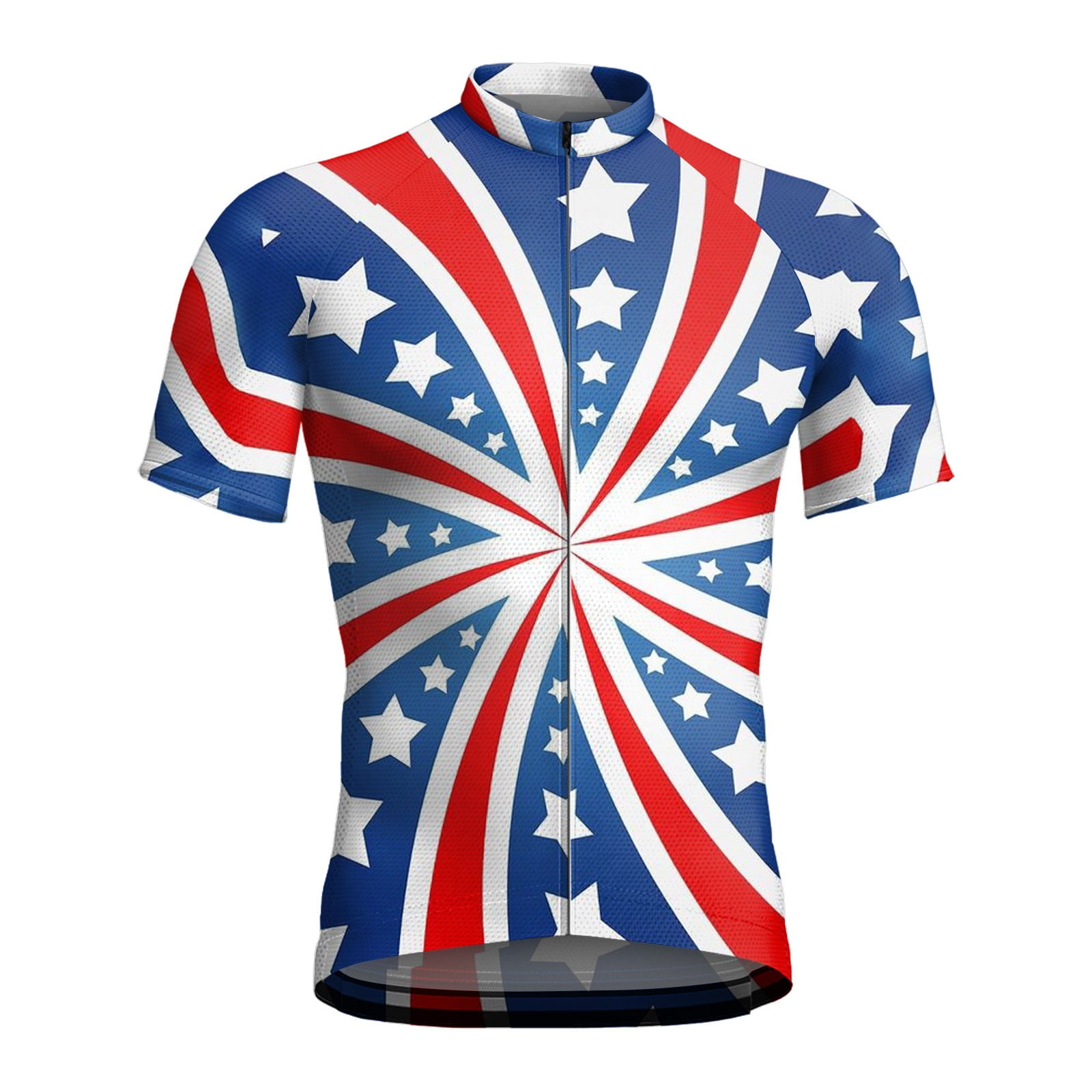 NSQFKALL 4th of July Cycling Jersey for Men Short Sleeve USA Flag