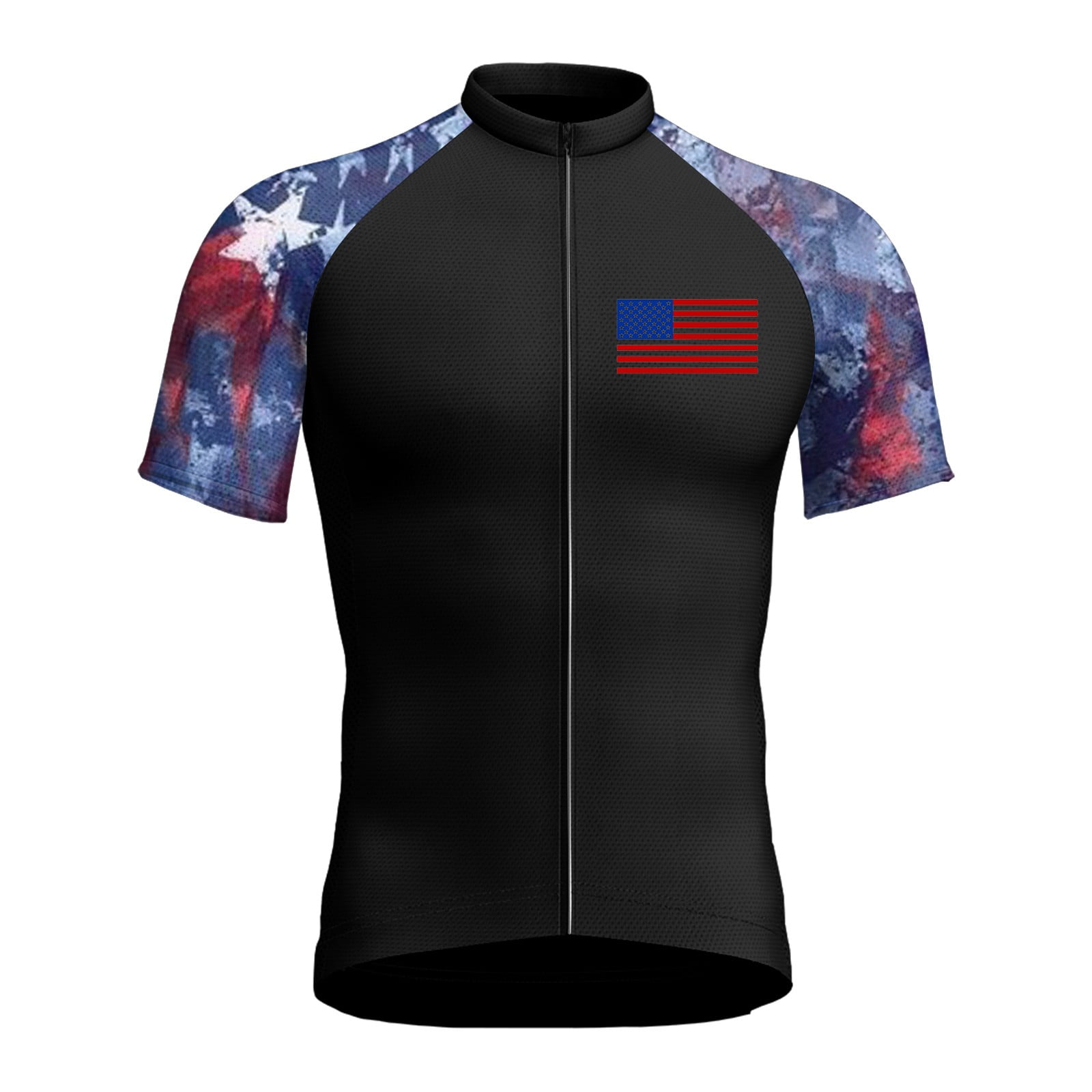 NSQFKALL 4th of July Cycling Jersey for Men Short Sleeve USA Flag