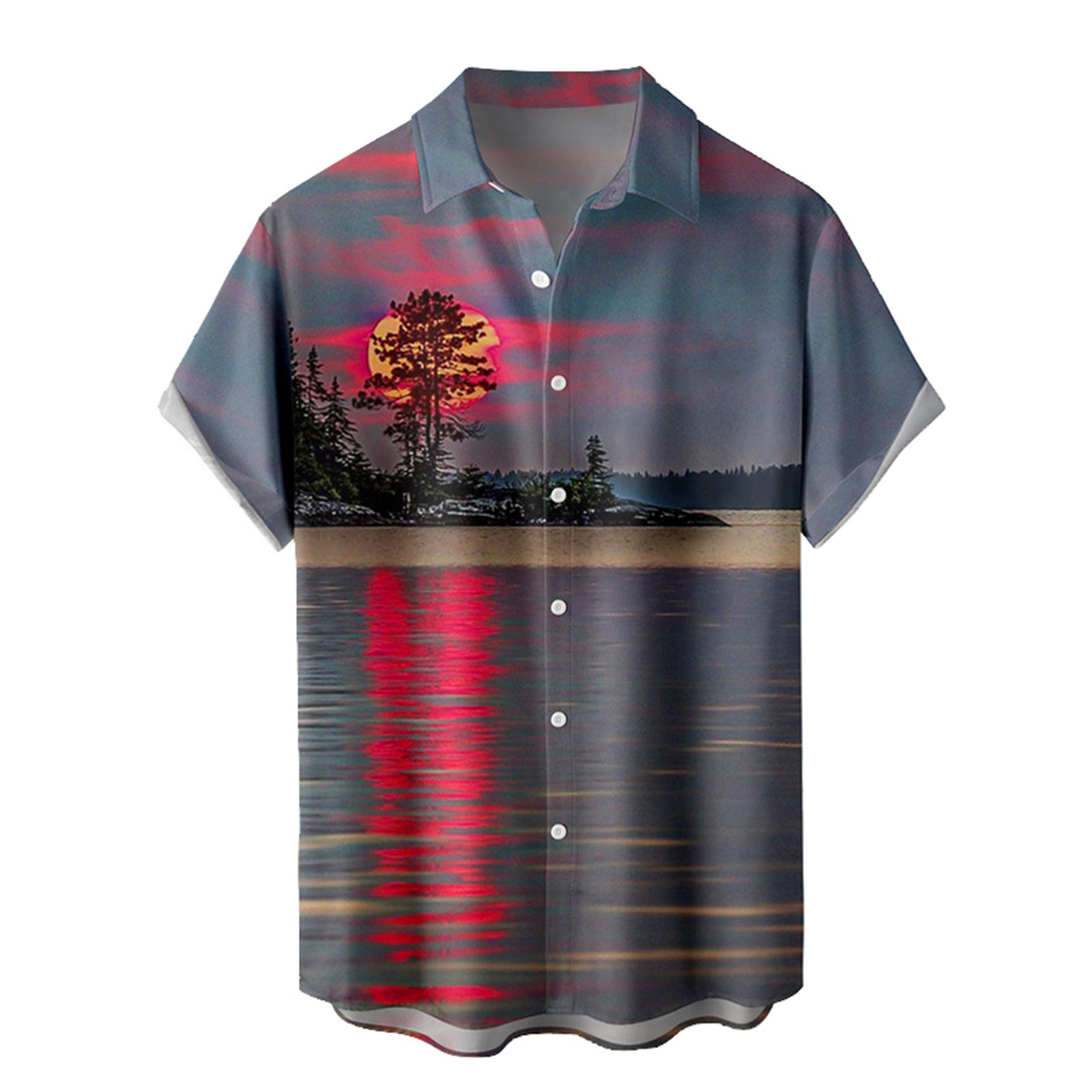 NSQFKALL Men's Button Down Hawaiian Shirt Casual Regular Fit 3D Printed ...