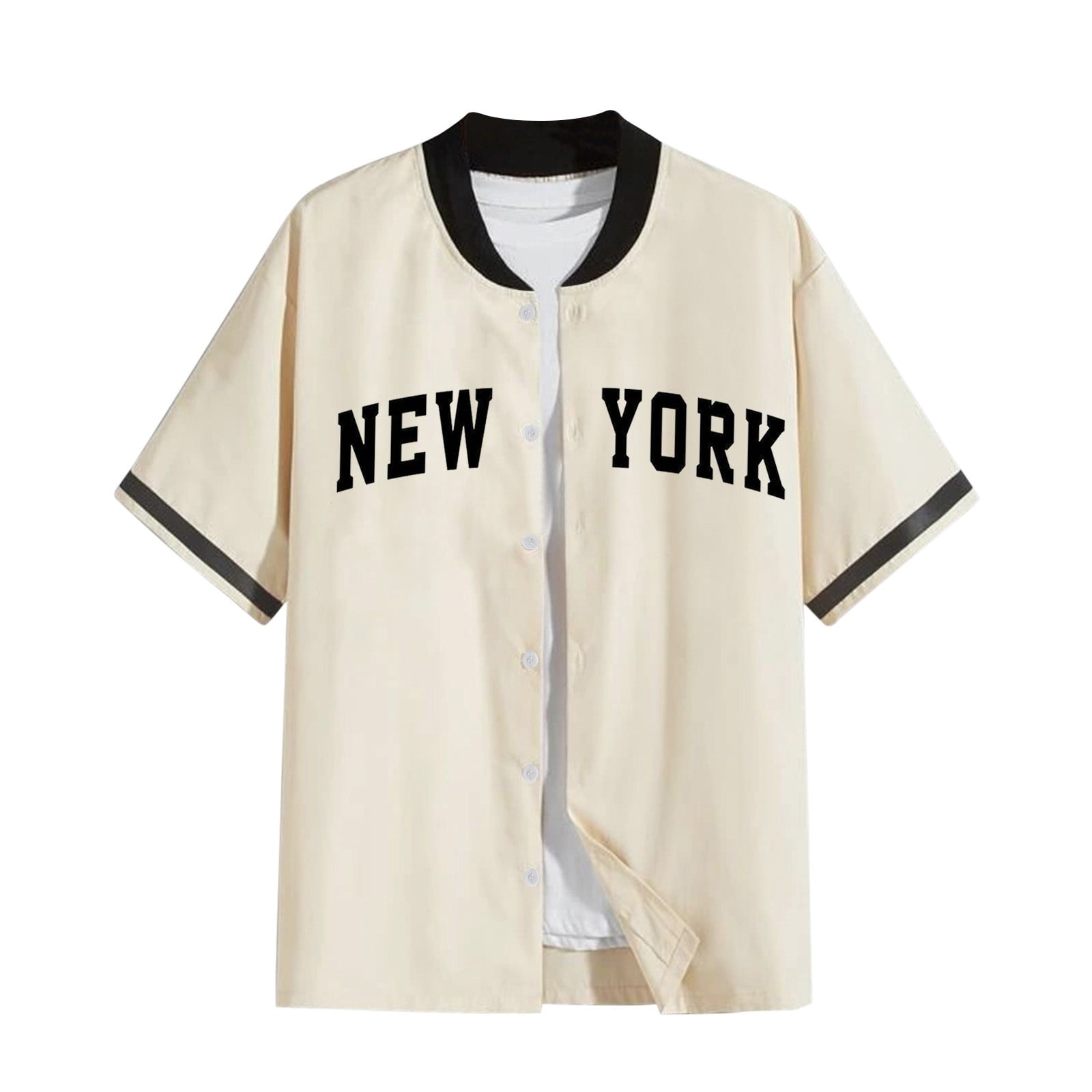 NSQFKALL Mens Baseball Jersey Button Down Shirts Short Sleeve Hipster ...