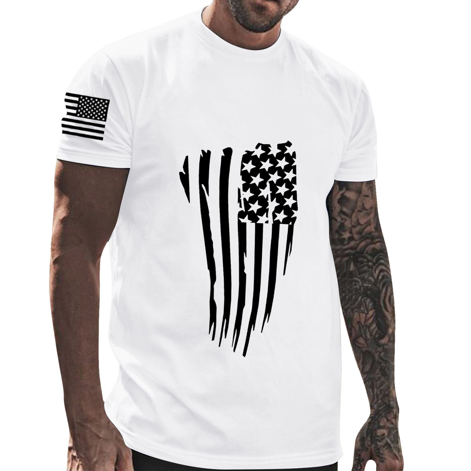 NSQFKALL Patriotic T-Shirts for Men American Flag Shirts Vintage Short ...