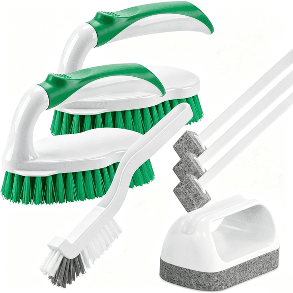 NSTB 7 Pack Scrub Brush Kitchen Brush Set for Tile Grout, Floor, Bathroom and Household Cleaning, Green