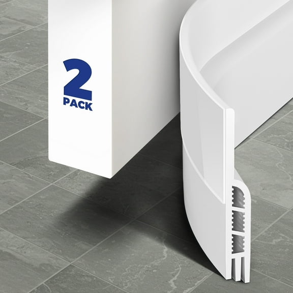 NSTB Door Draft Stopper Insulator Door Sweep Weather Stripping Noise Stopper,2 Pack White