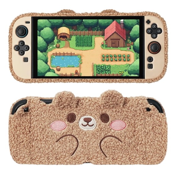 Fuzzy Bear Case for Nintendo Switch 2, Onn Protective Cover with Fuzzy Coat