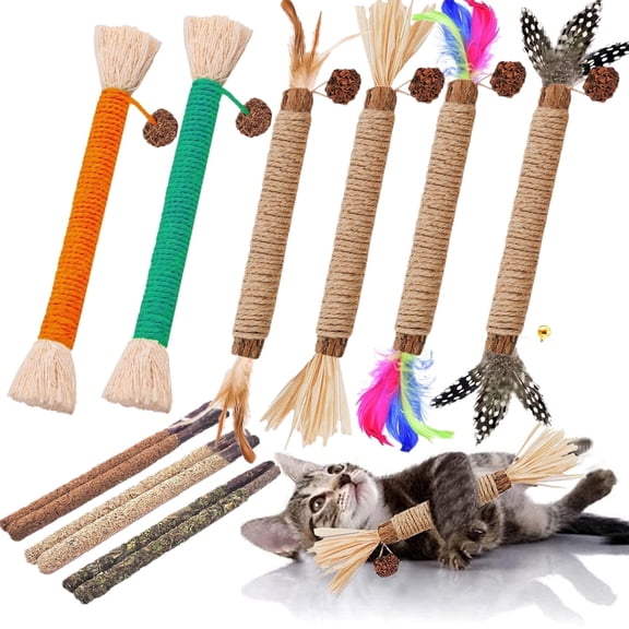NSWXZDS Cat Toys Silvervine Chew Stick 12 Pack Kitten Toy Catnip Toy Cat Cleaning Teeth Indoor Dental Interactive