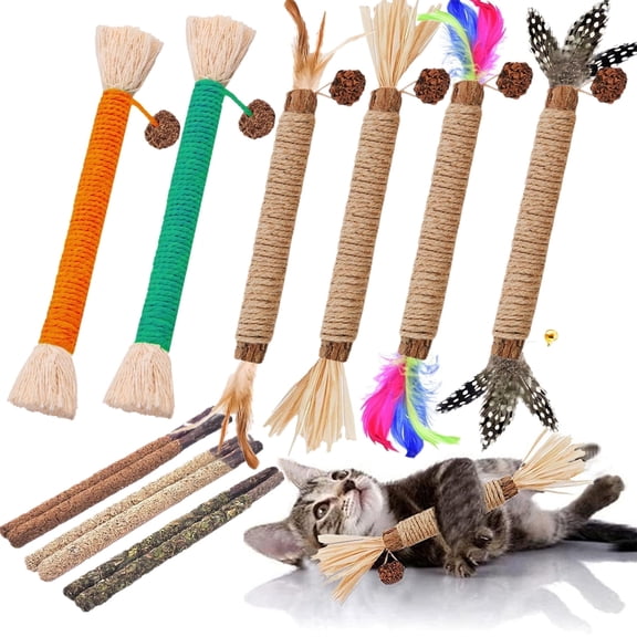NSWXZDS 12Pack Cat Toys Silvervine Chew Stick Kitten Treat Catnip Toy Kitty Natural Stuff Catnip for Cleaning Teeth Indoor Dental Snack Interactive Options: 3 sizes3 sizes 4.34.3 out of 5 stars