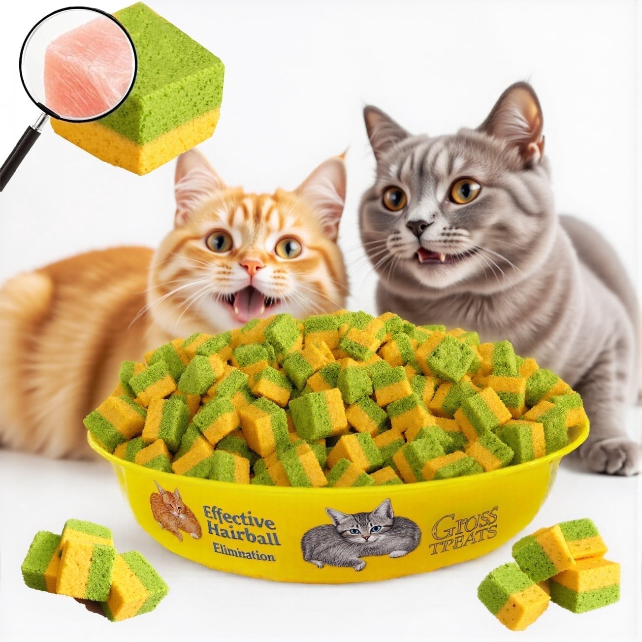 NSWXZDS 200g/7.05oz Cats Grass Toys Hairball Removal Fish Oil Kitten Grass Catnip Stick for Teeth Freeze Dried Kitty Lickable Chew Dental
