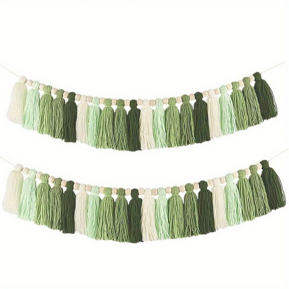 NSXXKJ 1PC Rustic Style Colorful Tapestry Wooden Beads Tassel Crafts