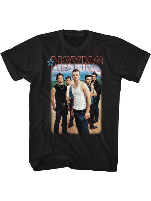 NSYNC Blu Skies And Logo Black Adult T-Shirt Lt