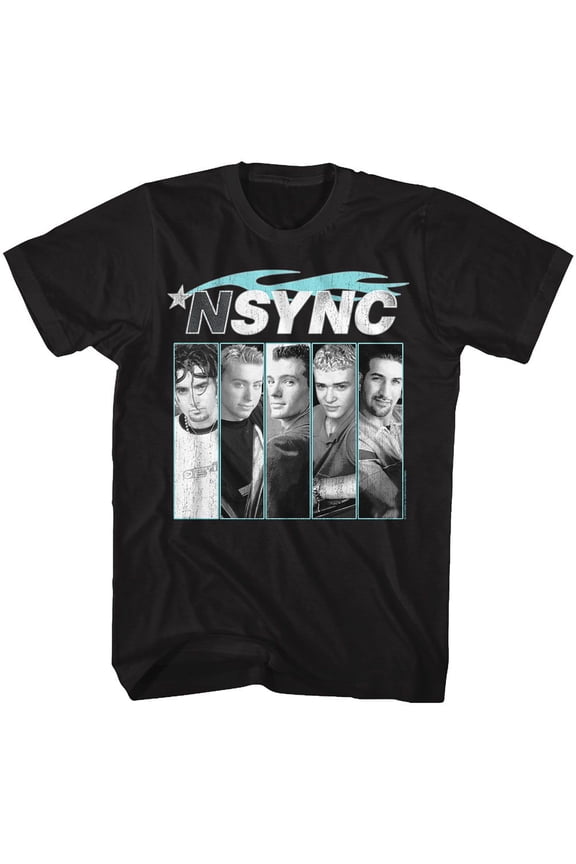 NSYNC Blue Flame Black Adult T-Shirt