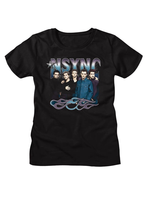 NSYNC Cool Tones and Flames Black Women's T-Shirt