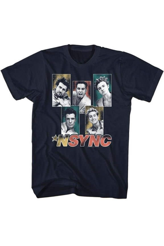 NSYNC Sparkly Boxes Navy Adult T-Shirt 3Xlt