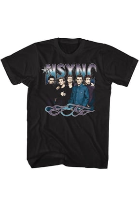 NSYNC Cool Tones And Flames Black Adult T-Shirt Lt