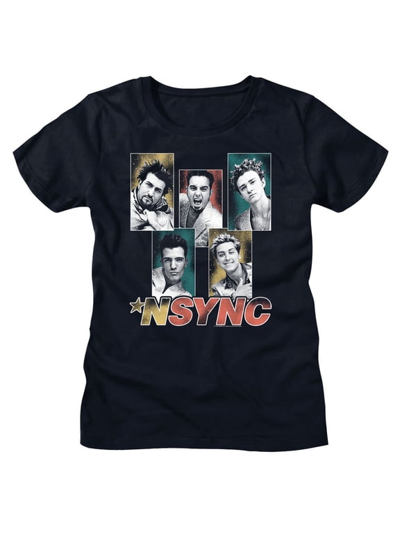 NSYNC Sparkly Boxes Ladies Navy Women's T-Shirt