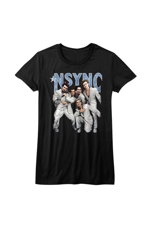 NSYNC Strike A Pose Black Junior Women's T-Shirt