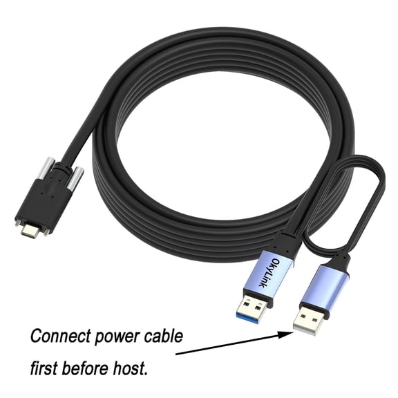 NSZDKBDT-15ft (5M) USB 3.0/3.2/Gen 1 to Type-C Cable with 2 Screw Lock - 5Gbps A to C Male-Male Data Cord, Industrial Grade USB A to C Extension for Webcam, VR, Portable Hard Drive