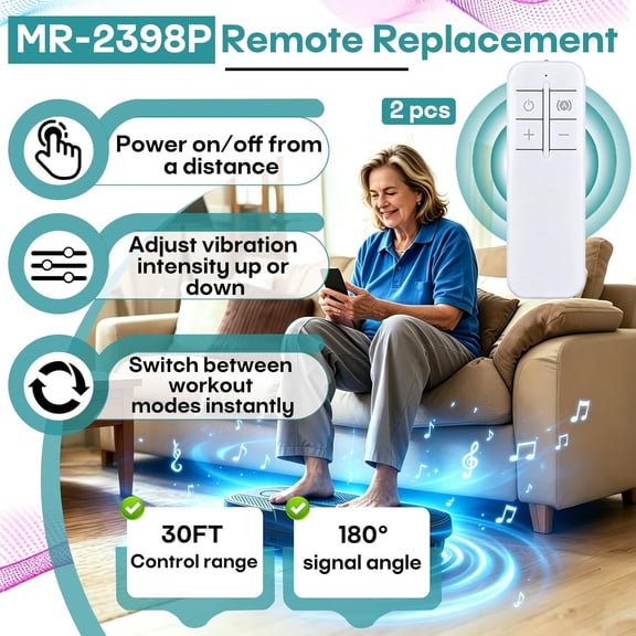 NSZDKBDT-(2 Pack) MR-2398P Remote Replacement for MERACH Vibration Plate Exercise Machine, MR-2398 MR-2398P Remote for Merach Vibration Plate, Compatible with YESOUL YS-VM60 and ZENACTIVE, Remote Onl