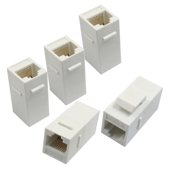 NSZDKBDT-25 Pack RJ45 Coupler, Keystone Jack Inline Coupler, Female to Female Network Connector for Ethernet Cat6 Cable Extender (White)