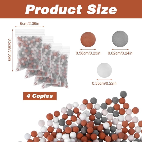 NSZDKBDT-4 Packs Shower Envy Refills, Shower Envy 180g, Mineral Balls for Filtered Water, Filter Showers Head (Orange Grey White)