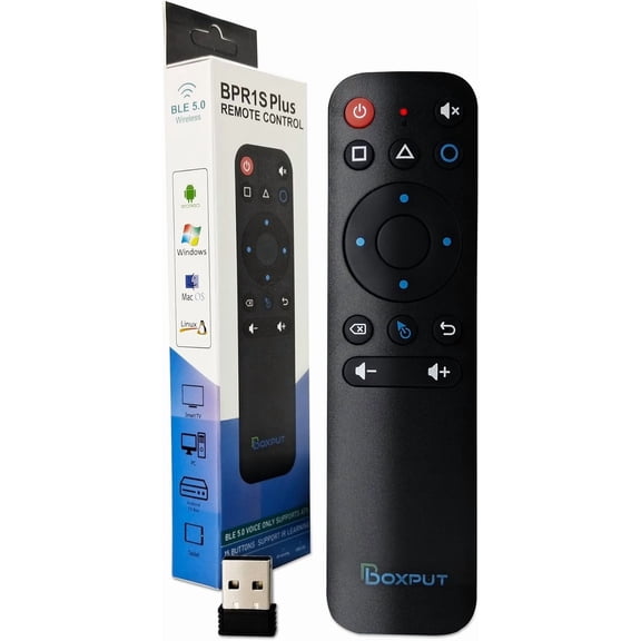 NSZDKBDT-BPR1S Plus Air Mouse Remote 2026 New BT & 2.4G RF Replacement Remote with USB Receiver and Voice Control Supports 6-Axis Gyro IR Learning for Android TV Box TV Stick Smart Set Top Box