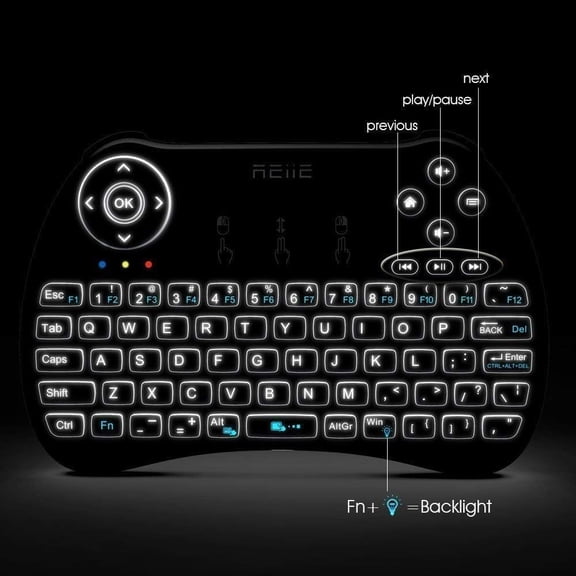 NSZDKBDT-(Backlit Version)REIIE H9+ Mini Keyboard,2.4GHz Wireless Mini Handheld Smart TV Remote Keyboard with Touchpad for PC,Raspberry Pi 2, Pad, Smart TV, Android TV Box, Windows 7 8 10Not Suport