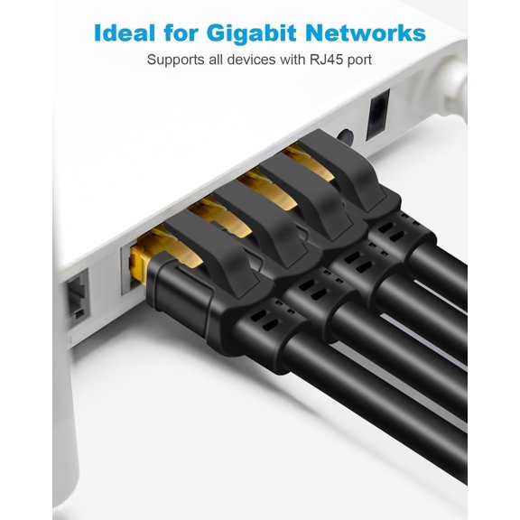 NSZDKBDT-CAT 8 Ethernet Cable 1.5ft (2 Pack), High Speed 40Gbps 2000MHz Network Internet LAN Cable F/FTP, CAT8 Patch Cord with Gold Plated RJ45 for Gaming, Router, Modem, X Box, PCs (1.5ft 2Pack, Bla