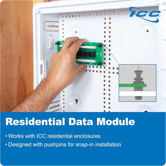 NSZDKBDT-CAT5e Data Module, 8 Ports, UL Listed & PoE++ Rated, Compact Series Ethernet Network Interface, Fits 9", 14", and 28" Structured Wiring Enclosures