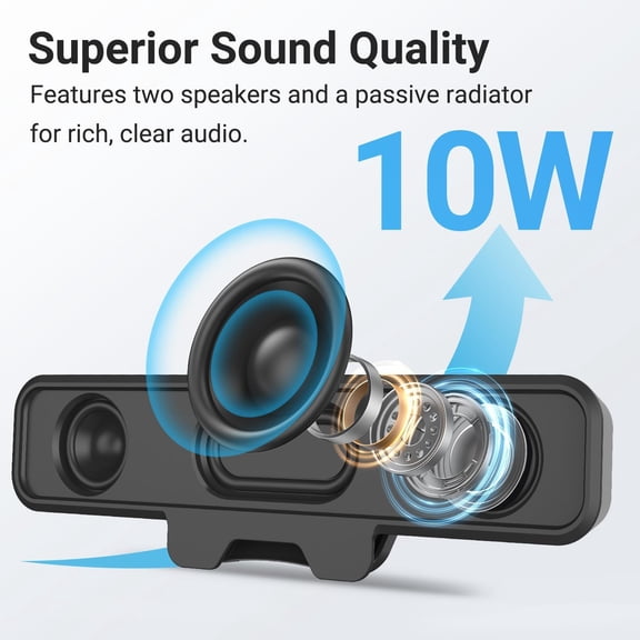 NSZDKBDT-Computer Speakers, USB Plug and Play Desktop Speakers, Easily Clamps to Monitor, PC Speaker with Loud Stereo Sound & Bass, Wired Computer Speakers for Study/Meeting, Compatible with MAC, Lap