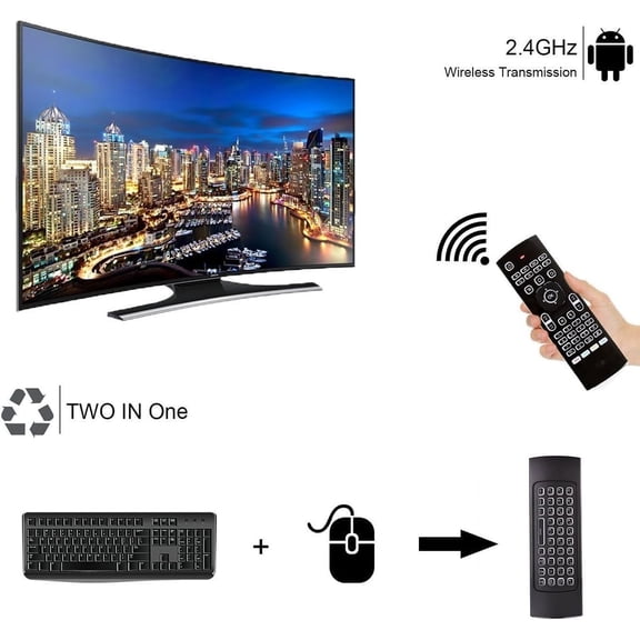 NSZDKBDT-MX3 2.4G Air Remote Mouse Multifunctional with 7 Color Backlit Remote Control, Mini Wireless Keyboard & Infrared Remote Control Learning for Android TV Box, Projector, PC, MAC,PS3,Pad,Xbox