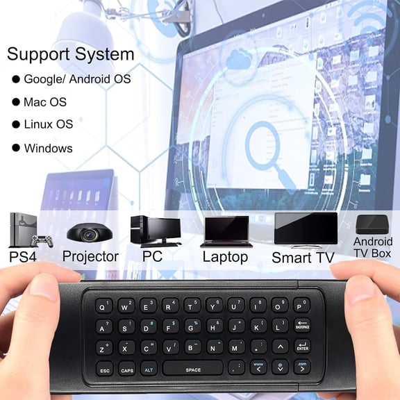 NSZDKBDT-MX3 Air Mouse Remote Control, 2.4G Multifunctional Mini Wireless Keyboard Air Mouse Remote for Android Smart TV Box, 3-Gyro and 3-Gsensor, Projector HTPC Mini PC, PS3/4 Xbox 360