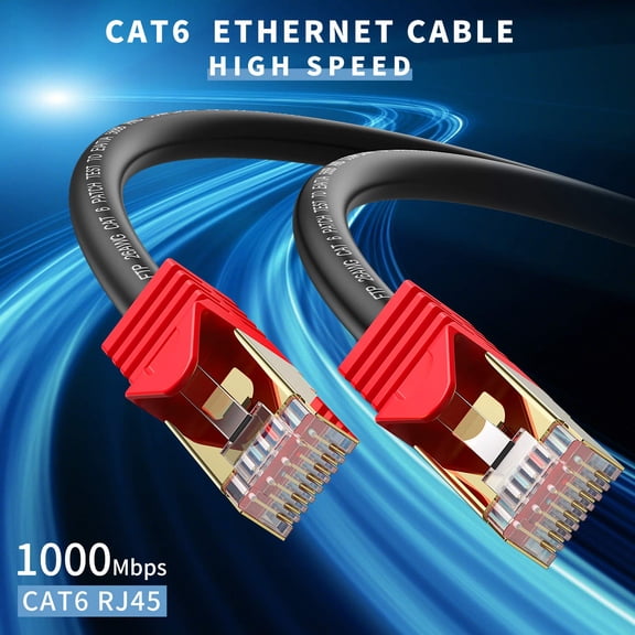 NSZDKBDT-Outdoor Cat 6 Ethernet Cable 65ft, 26AWG Heavy-Duty Cat6 Networking Cord Patch Cable RJ45 LAN Wire Cable FTP Waterproof Direct Burial
