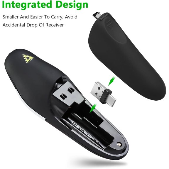 NSZDKBDT-Presentation Clicker Remote, Type C&USB Wireless Presenter, PowerPoint Clicker, Slide Advancer Control for Mac Windows Laptop, Support PPTKeynoteGoogle Slides