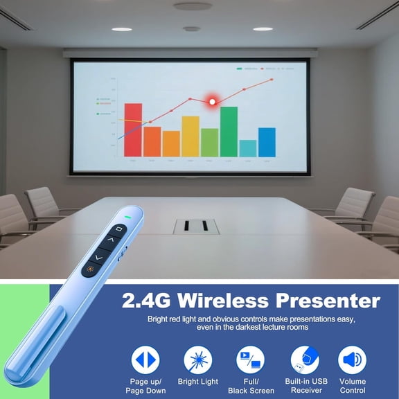 NSZDKBDT-Presentation Clicker with Volume Control, 2.4GHz USB Wireless Presenter Remote, PowerPoint Clicker Slide Advancer Compatible with Mac, Windows, Google Slides, Keynote
