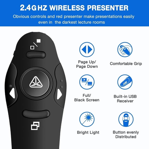 NSZDKBDT-Presentation Clicker Wireless Presenter Remote USB Control Powerpoint PPT Clicker, Clicker RF 2.4GHz Presenter Remote Google Slide Advancer Powerpoint Clicker for Computer/Laptop/Mac/Keynote
