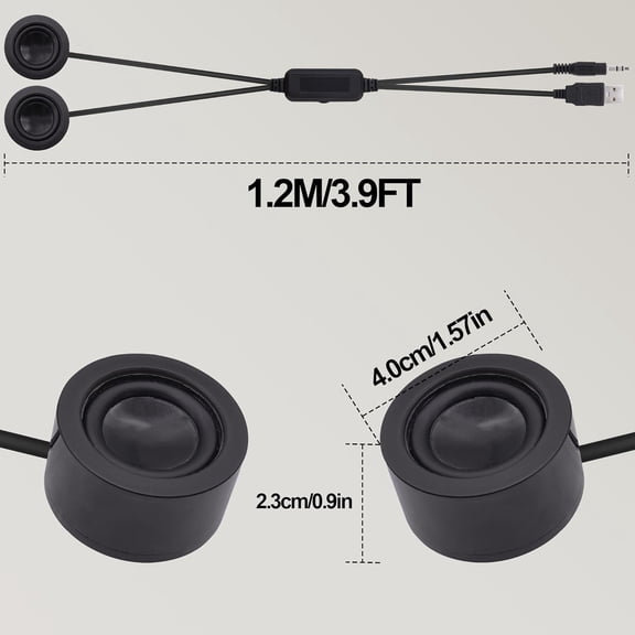 NSZDKBDT-USB Mini Computer Speakers for Desktop Laptop Small PC Speakers USB-Powered 3.5mm TRS Stereo Jack with Volume Control Adjustment for MP3 Phone-1.2M/3.9FT