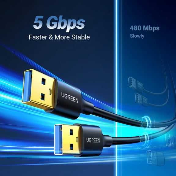 NSZDKBDT-USB to USB, 5 Gbps USB 3.0 Cable, Nylon Durable Male to Male Cable, Compatible with Hard Drive, Cooling Fan/pad, Camera, DVD Player, TV, Flash Light, Hub, Monitor, Speaker, and More 10 FT